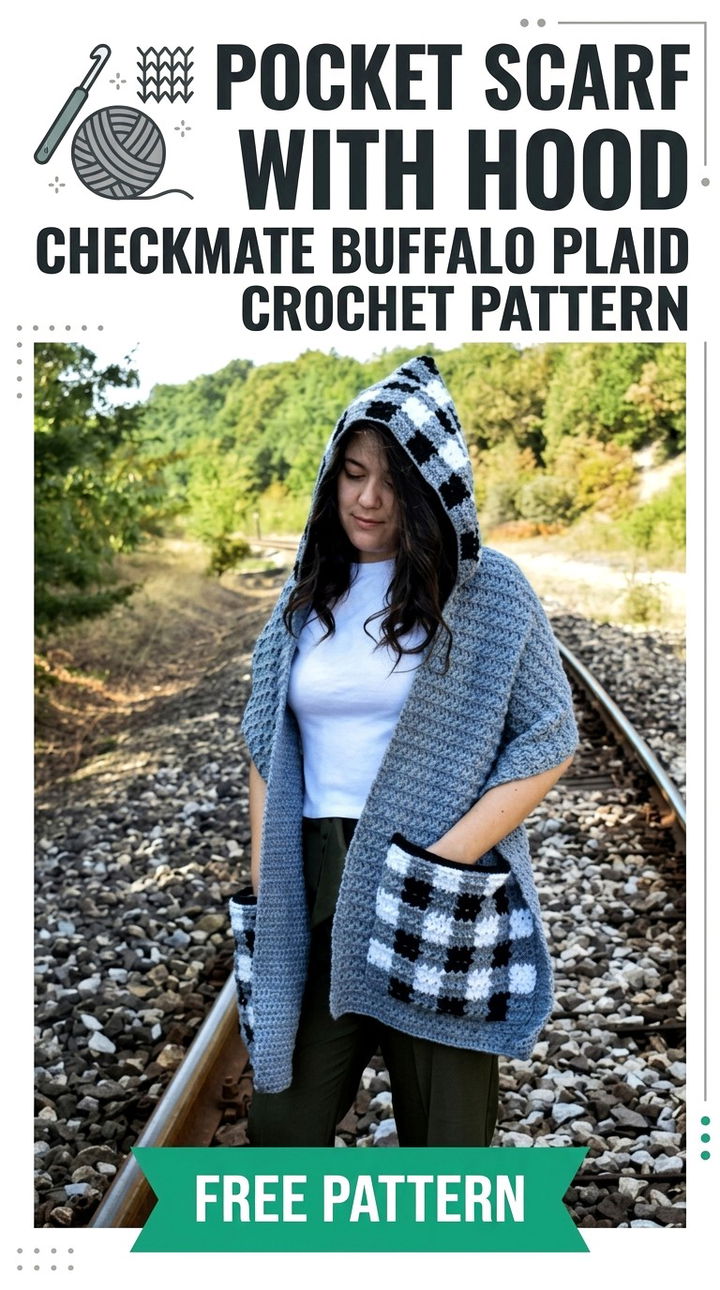 Pocket Scarf with Hood ‘Checkmate’ Buffalo Plaid Chic
