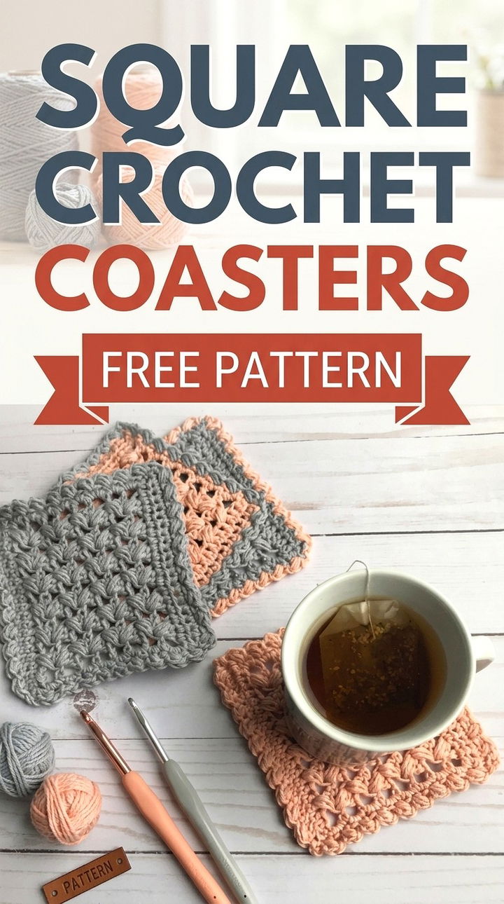 Square Crochet Coasters One Cup at a Time Designer Remix