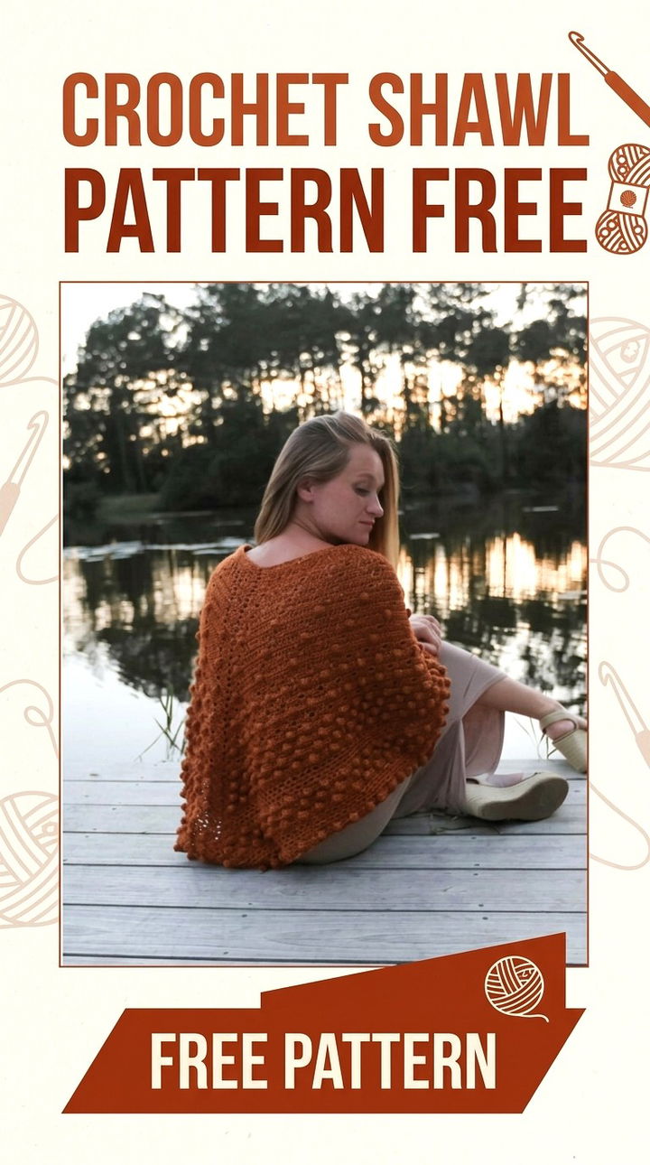 Textured Crochet Shawl Vibrant Retro Chic Bohemian Layering Accent