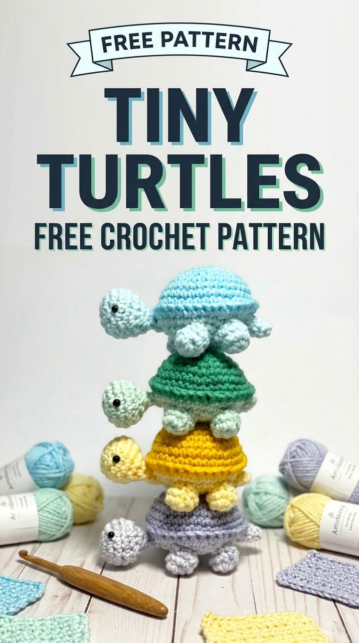 Tiny Turtles Free Crochet Pattern Vibrant Retro Chic Bohemian Lifestyle Accent