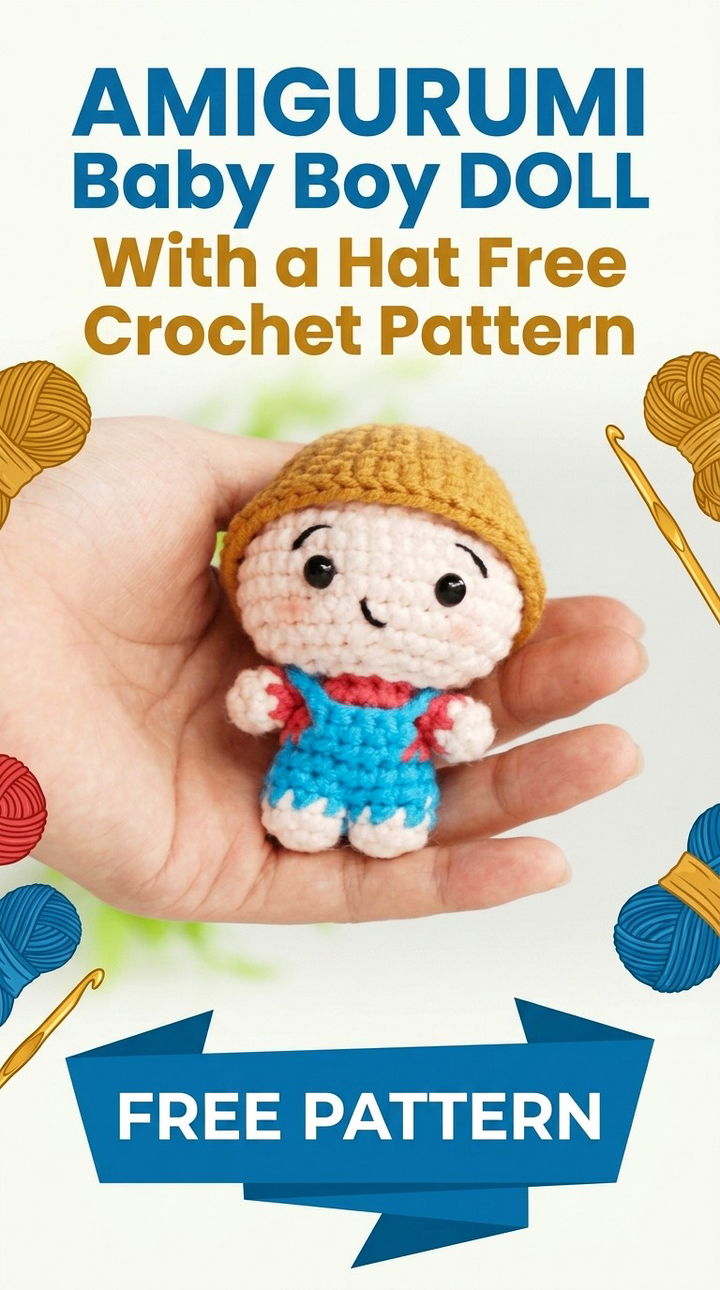 Trendy Amigurumi Baby Boy Doll with a Hat Free Pattern