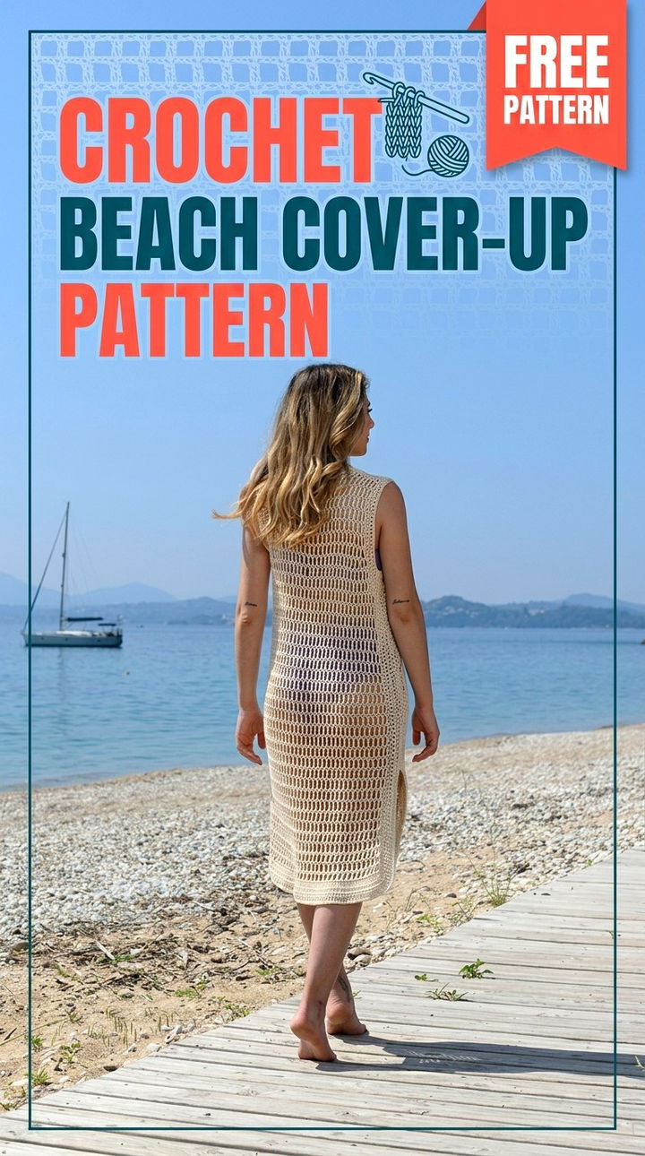 Crochet Beach Cover Up Pattern Vibrant Retro Chic Bohemian Resort Wear Accent