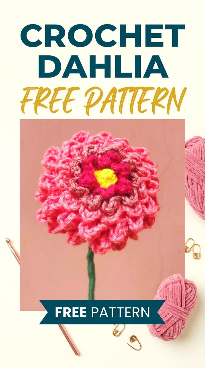 Crochet Dahlia Pattern Vibrant Retro Chic Layered Botanical Accent