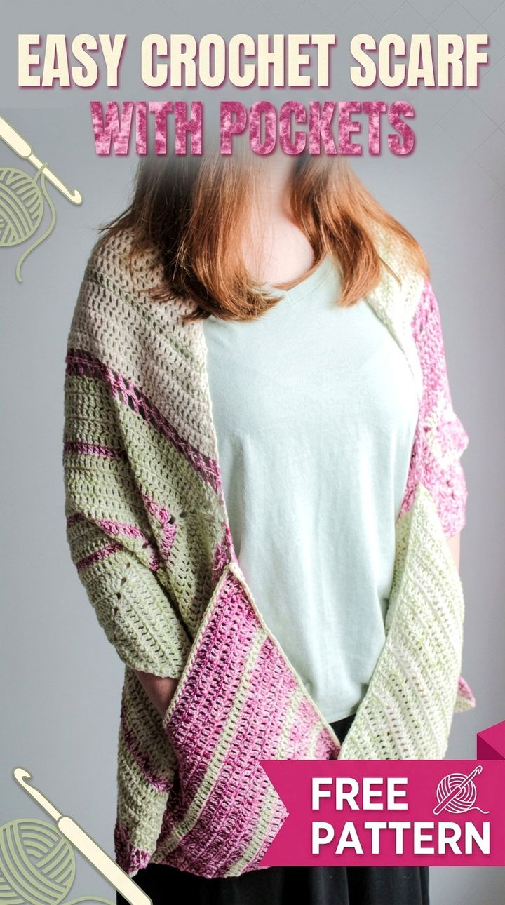 Easy Crochet Scarf with Pockets Free Pattern
