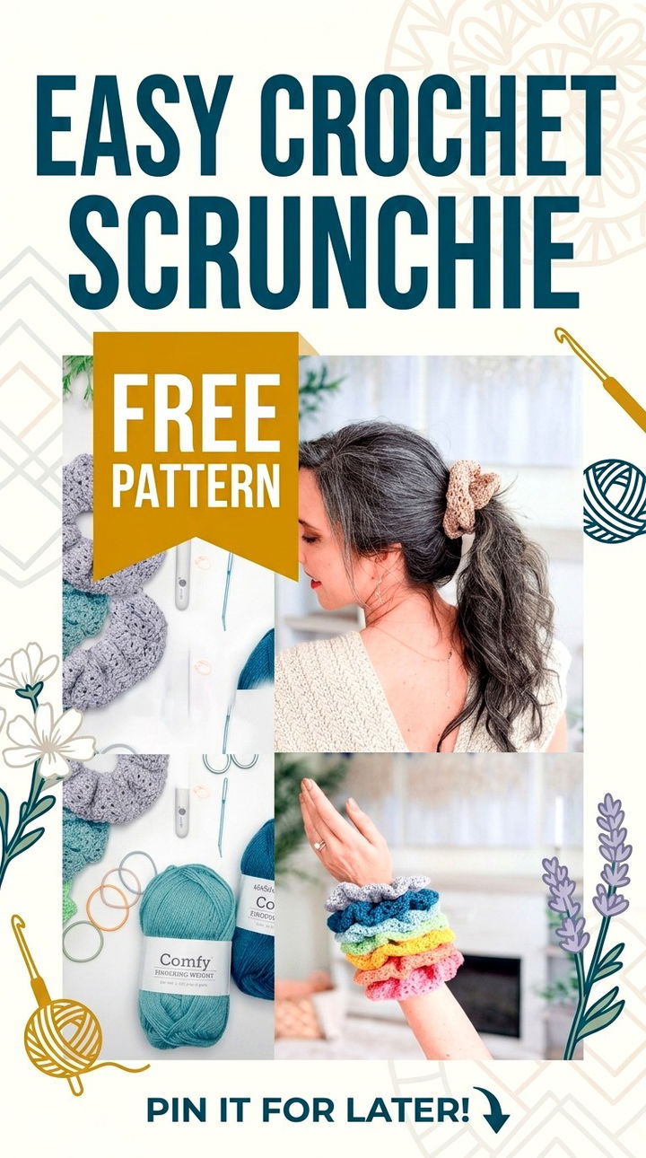 Easy Crochet Scrunchie Pattern Vibrant Retro Chic Effortless Hair Accessory