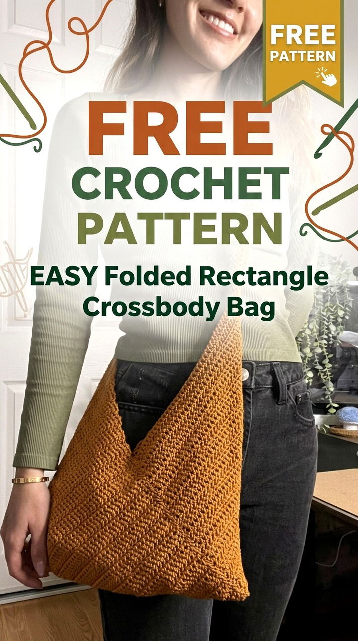 Free Crochet Easy Folded Rectangle Crossbody Bag Pattern