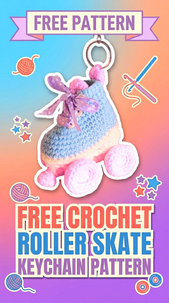 Free Crochet Roller Skate Keychain Pattern Vibrant Retro Chic Bohemian Lifestyle Accent