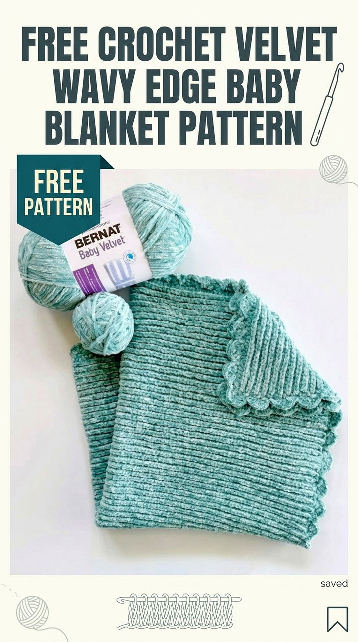 Free Crochet Velvet Wavy Edge Baby Blanket Pattern