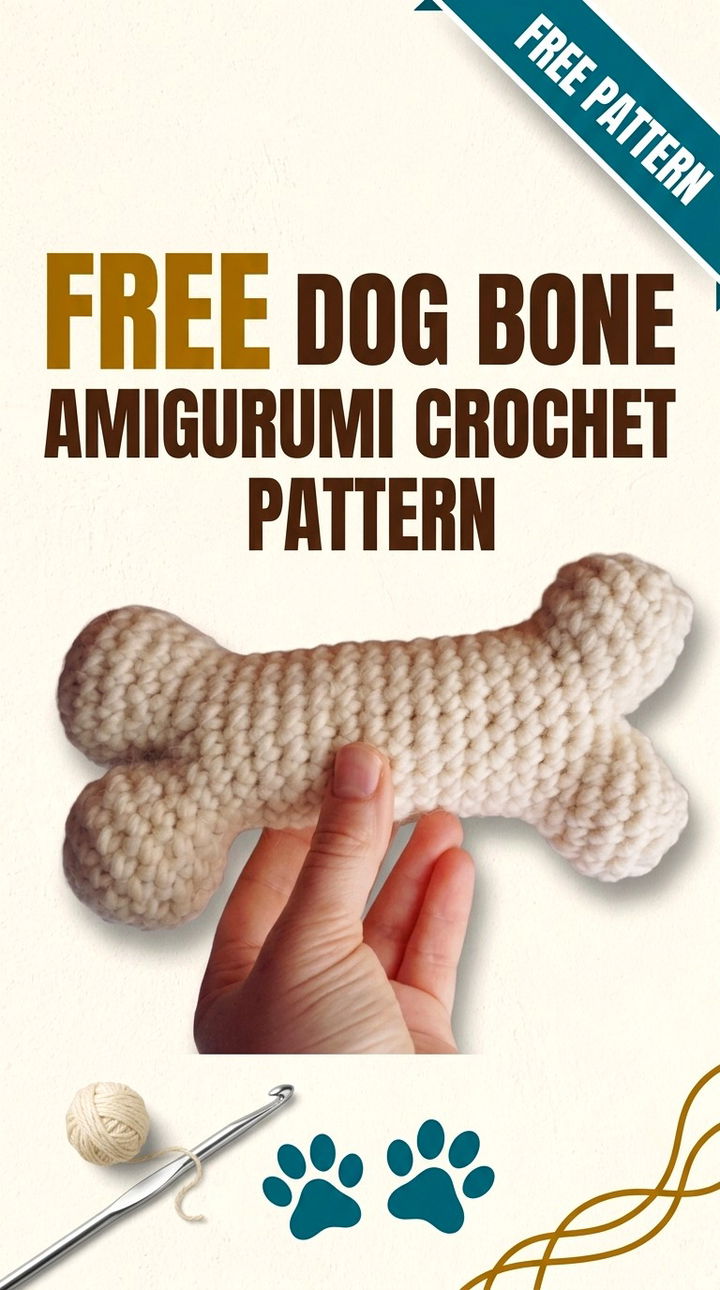 Free Dog Bone Amigurumi Crochet Pattern Modern Retro Boho Style