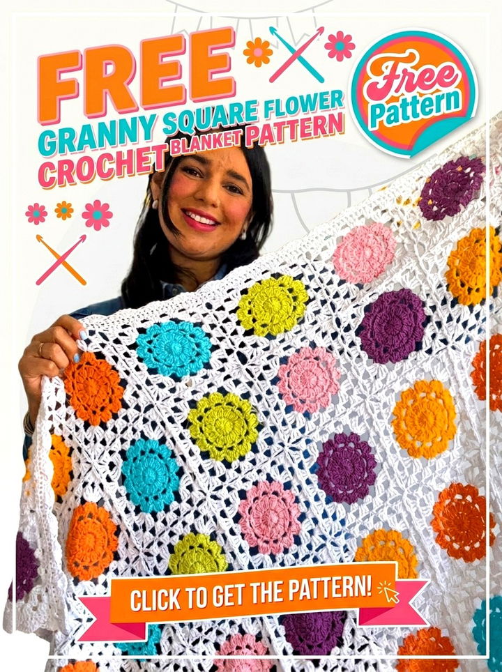 Free Granny Square Flower Crochet Blanket Pattern