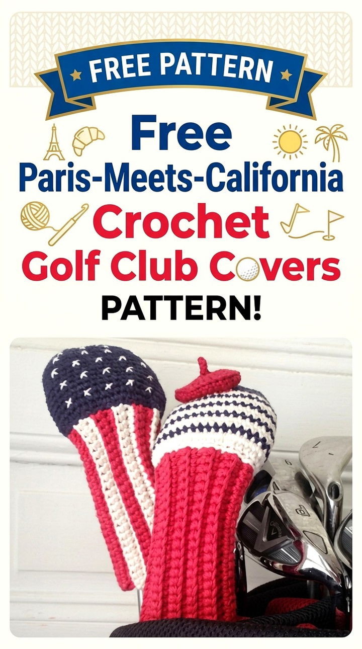 Free Paris Meets California Crochet Golf Club Covers Pattern Modern Retro Boho Style