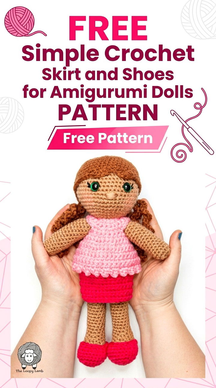 Free Simple Crochet Skirt and Shoes for Amigurumi Dolls Pattern
