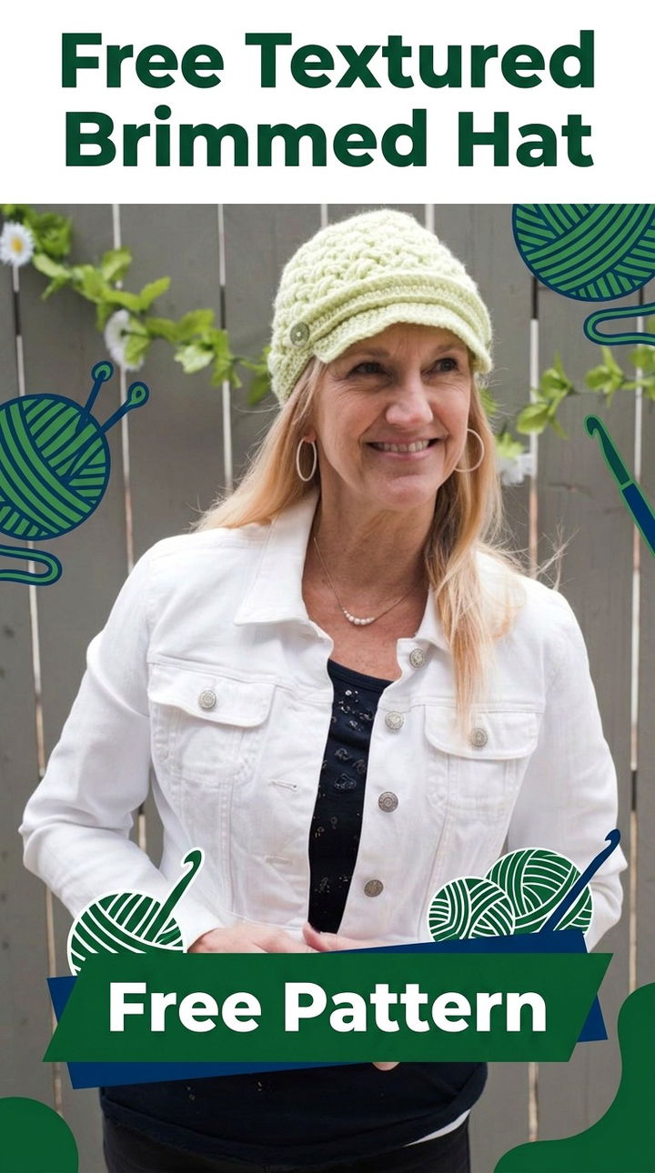 Free Textured Brimmed Hat Crochet Pattern Modern Retro Boho Style
