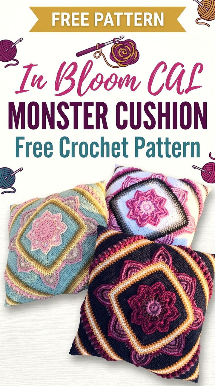 In Bloom CAL Monster Cushion Vibrant Retro Chic 3D Textured Decor