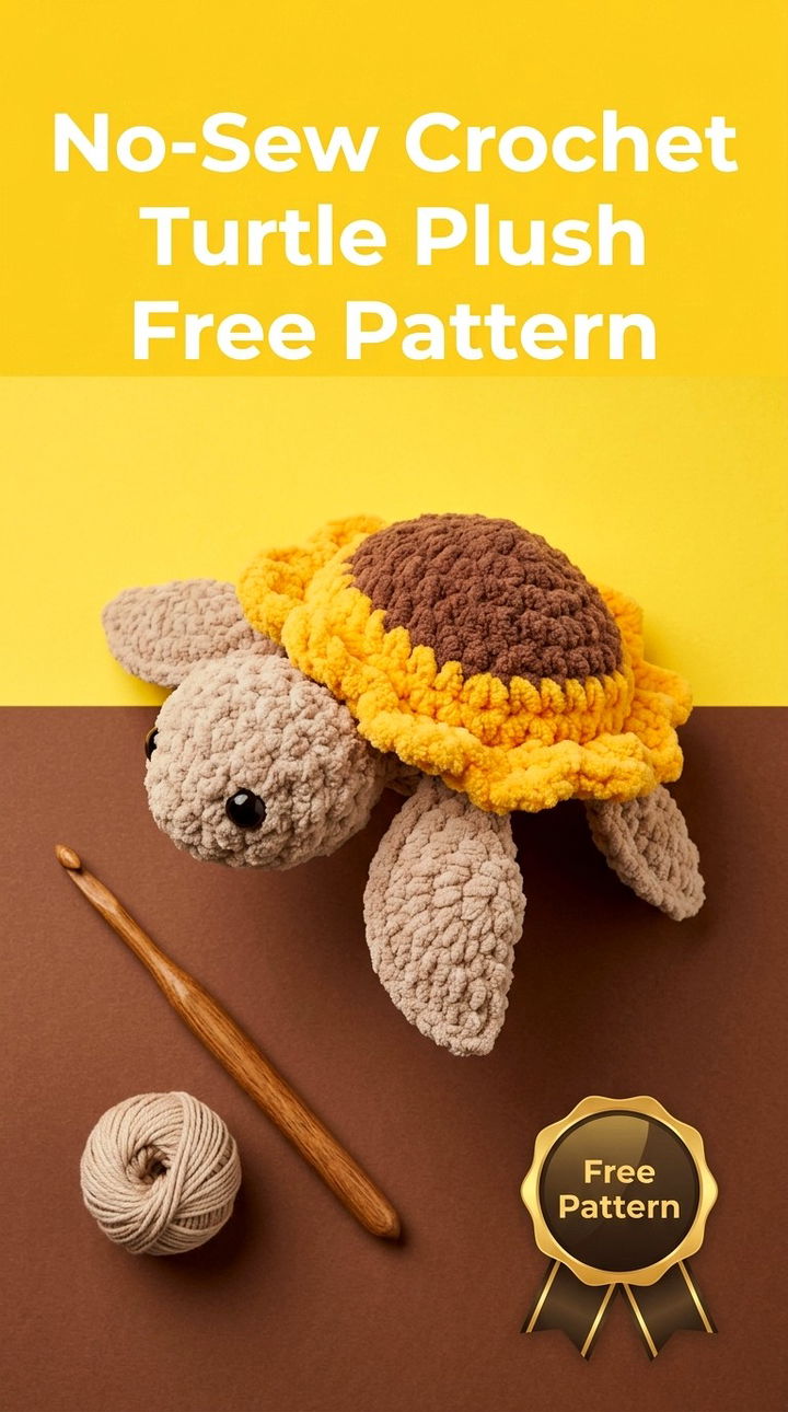 No Sew Crochet Turtle Plush Free Pattern Vibrant Retro Chic Bohemian Lifestyle Accent