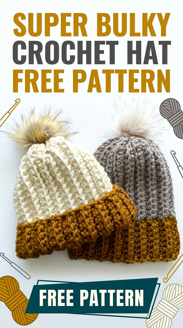 Super Bulky Crochet Hat Vibrant Retro Chic Ultra Plush Accessory Accent