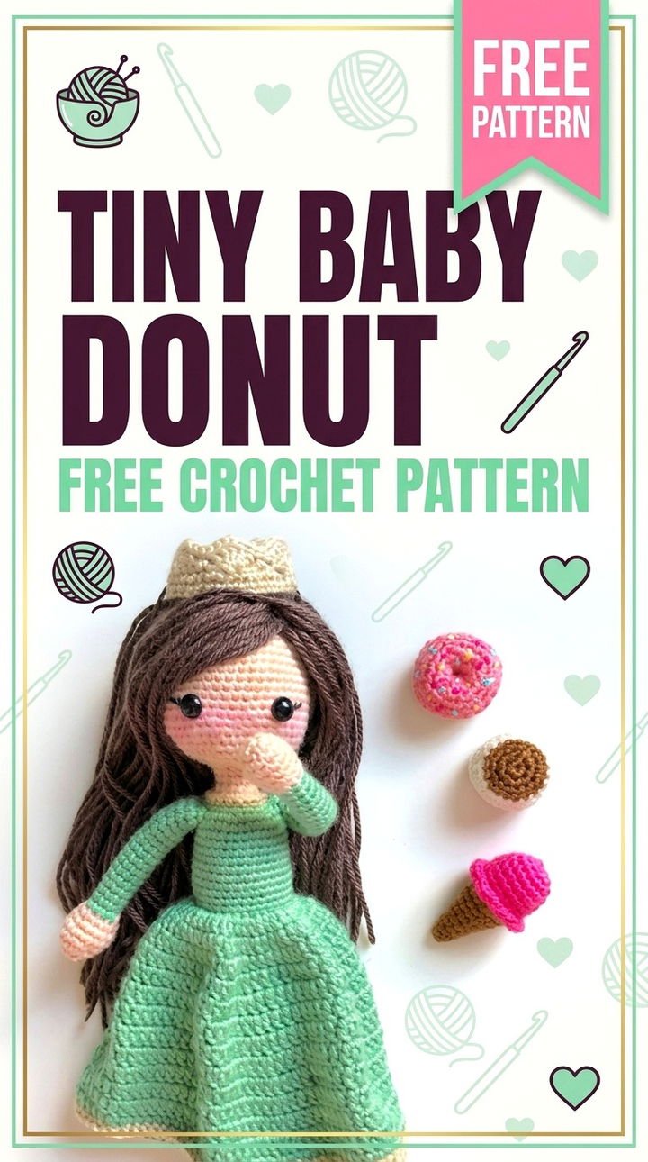 Tiny Baby Donut Adorable Retro Chic Amigurumi Pocket Pal