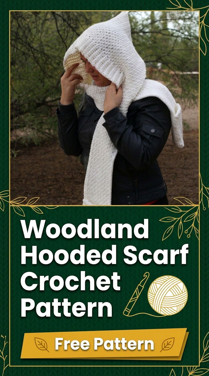 Woodland Hooded Scarf Crochet Pattern Cozy Bohemian Winter Wear