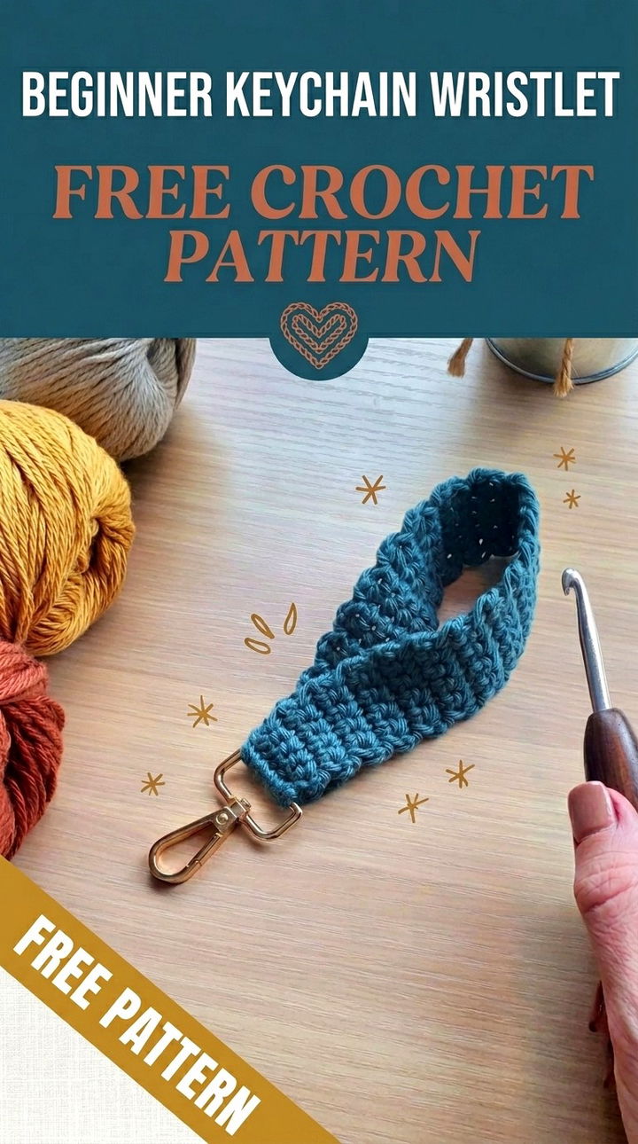 Beginner Keychain Wristlet Free Crochet Pattern Vibrant Retro Chic Bohemian Lifestyle Accent