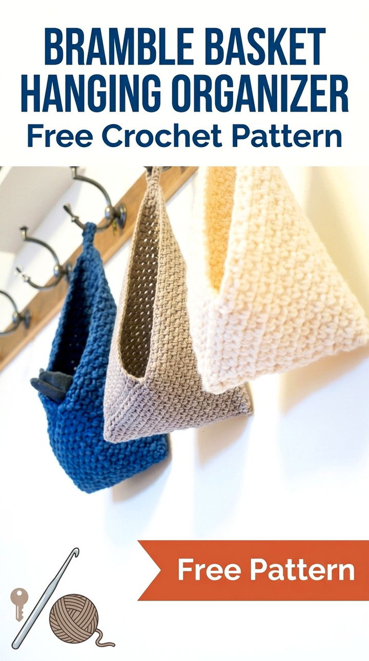 Bramble Basket Hanging Organizer Vibrant Retro Chic Crochet Storage