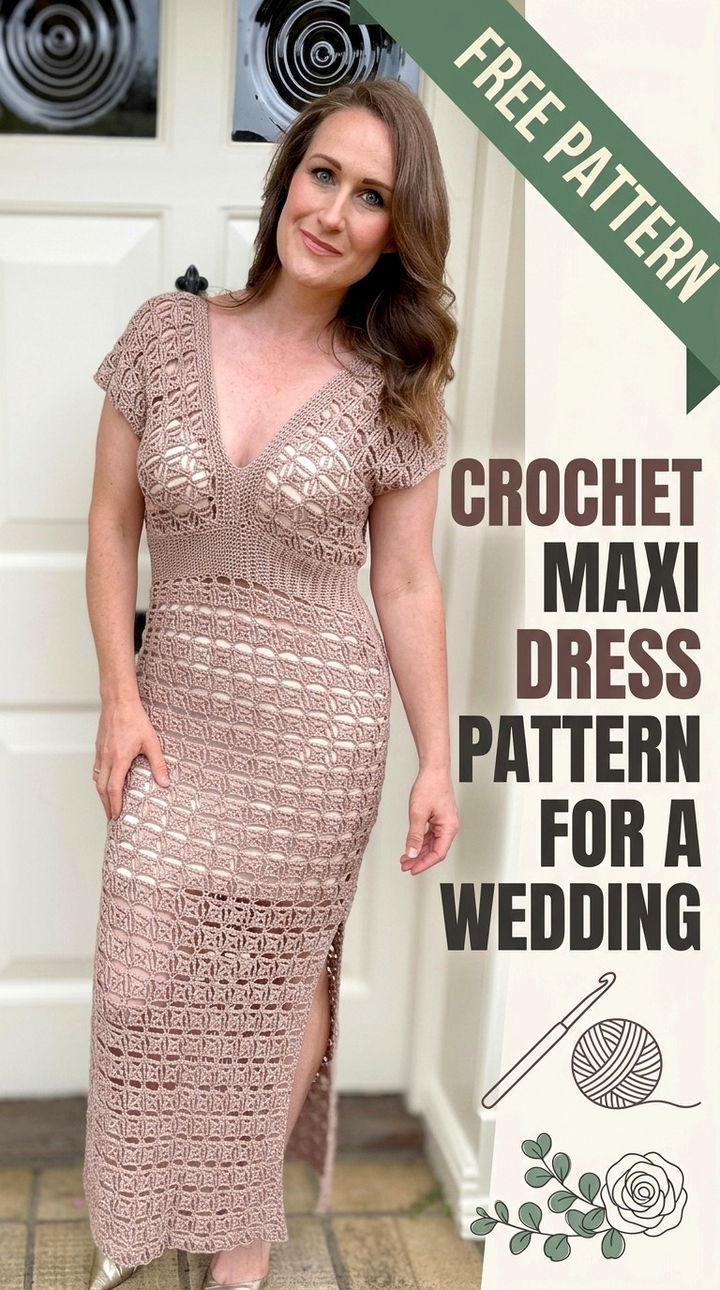 Crochet Maxi Dress Pattern for a Wedding Vibrant Retro Chic Bohemian Bridal Layering Accent