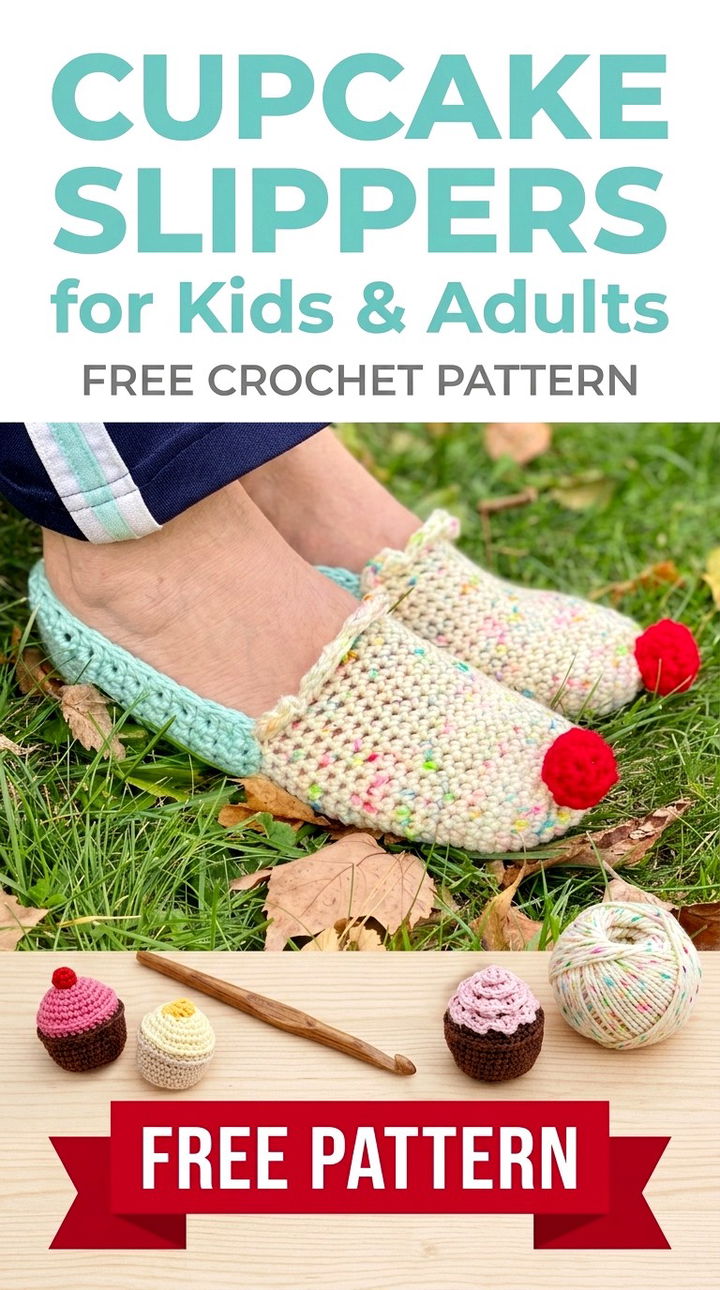 Cupcake Slippers for Kids & Adults Whimsical Retro Chic Loungewear