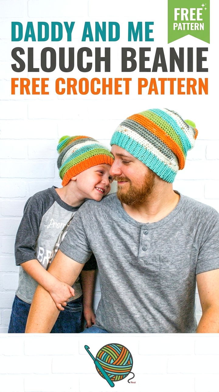 Daddy and Me Slouch Beanie Vibrant Retro Chic Coordinated Accent