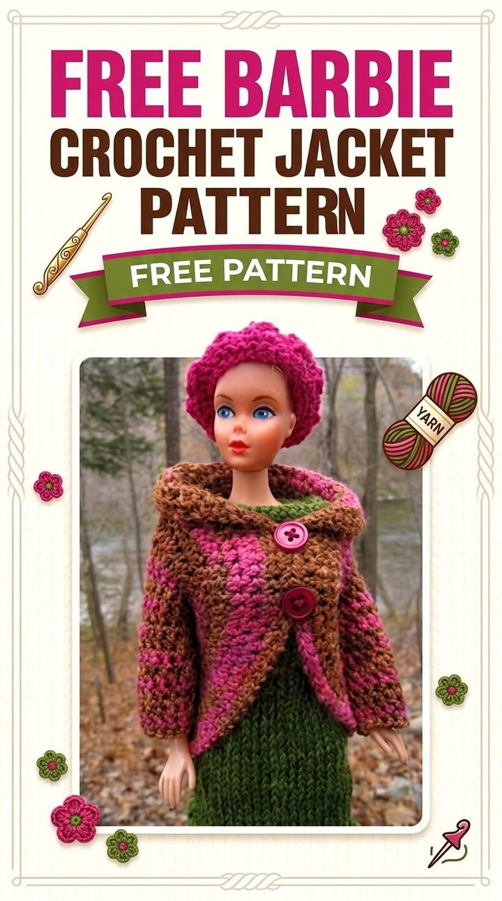 Free Barbie Crochet Jacket Pattern Modern Retro Boho Style