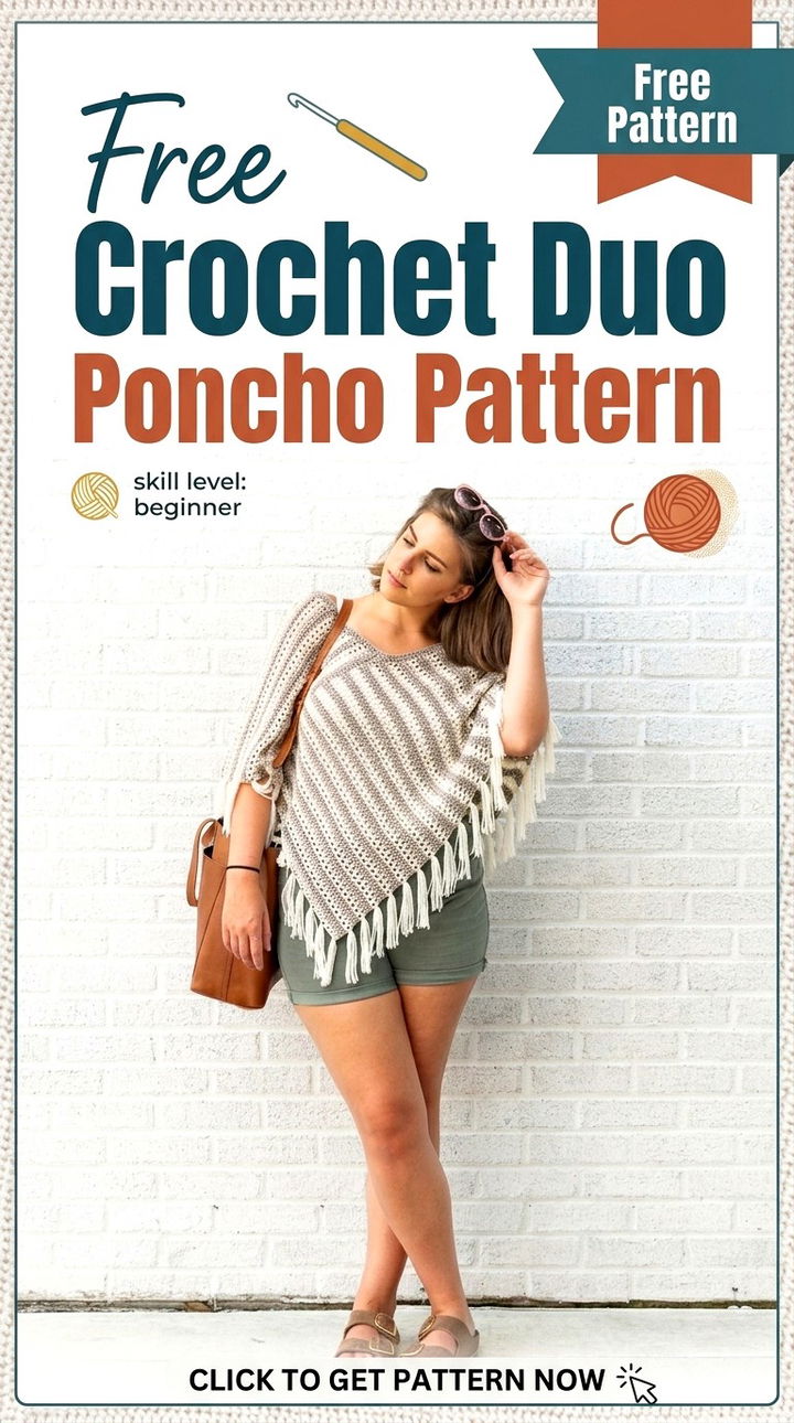 Free Crochet Duo Poncho Pattern Modern Retro Boho Style