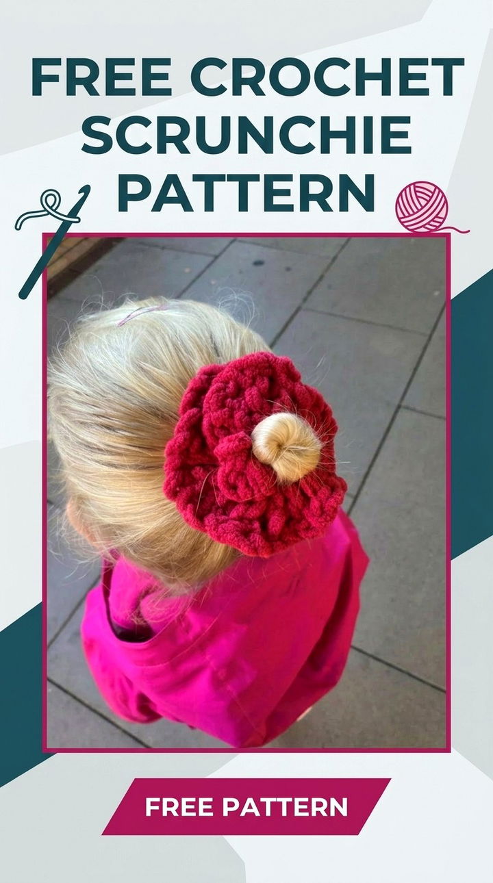 Free Crochet Scrunchie Pattern Vibrant Retro Chic Textured Hair Accessory