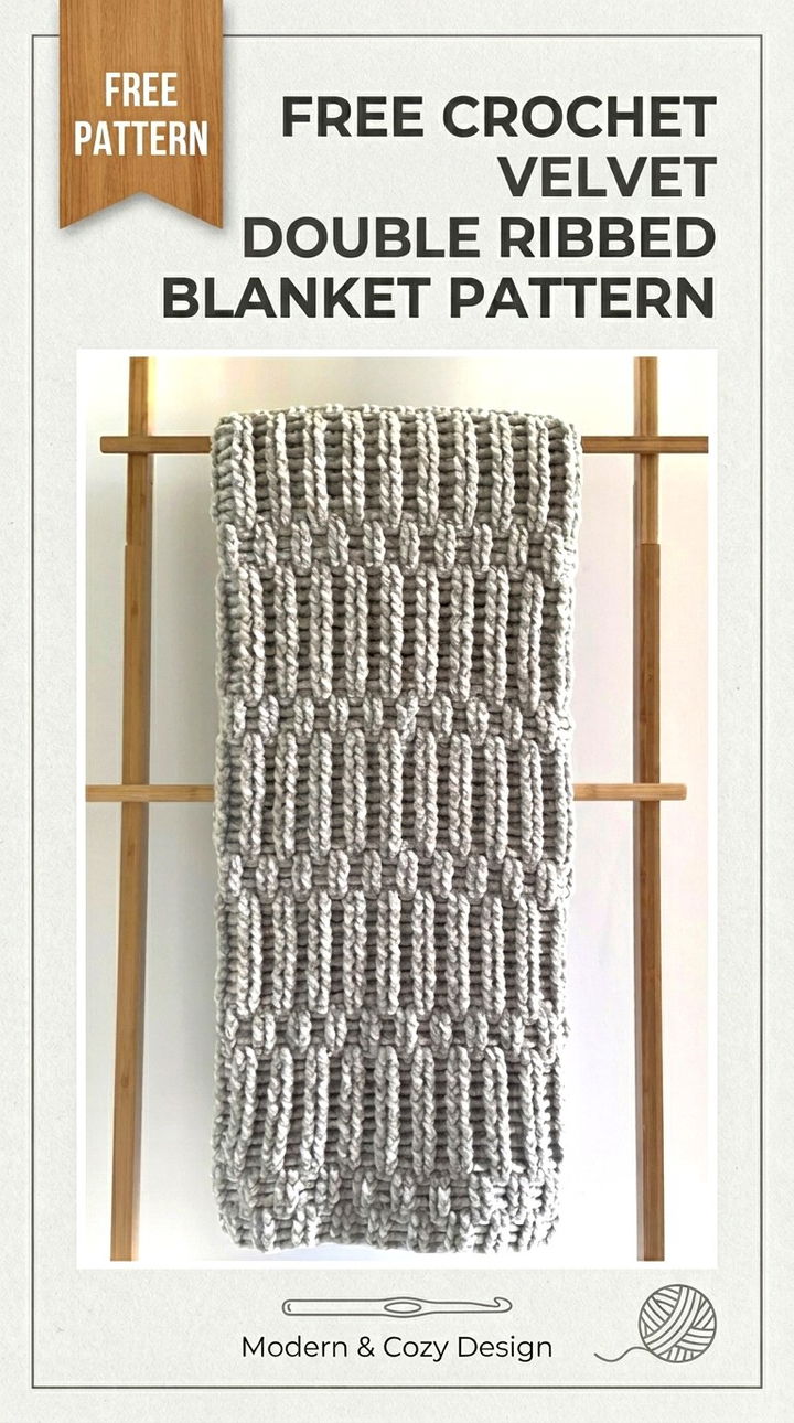 Free Crochet Velvet Double Ribbed Blanket Pattern