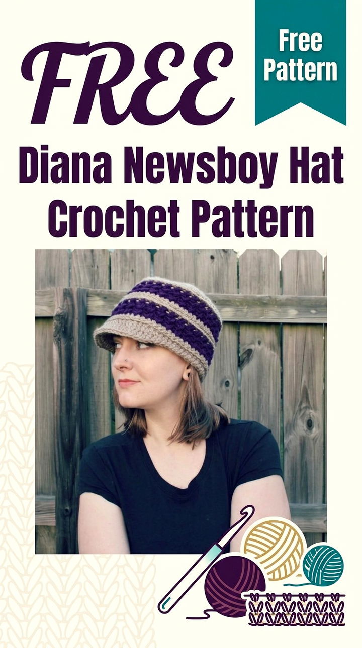 Free Diana Newsboy Hat Crochet Pattern Modern Retro Boho Style