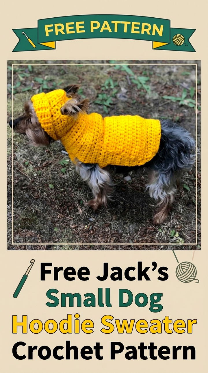 Free Jack’s Small Dog Hoodie Sweater Crochet Pattern Modern Retro Boho Style