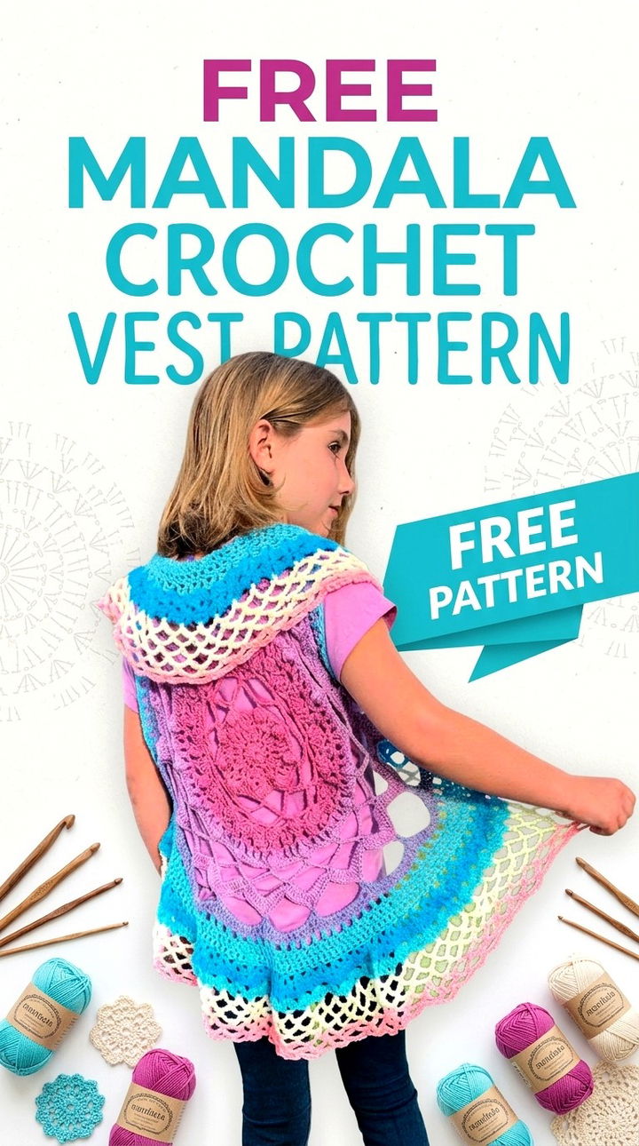 Free Mandala Crochet Vest Pattern Modern Retro Boho Style