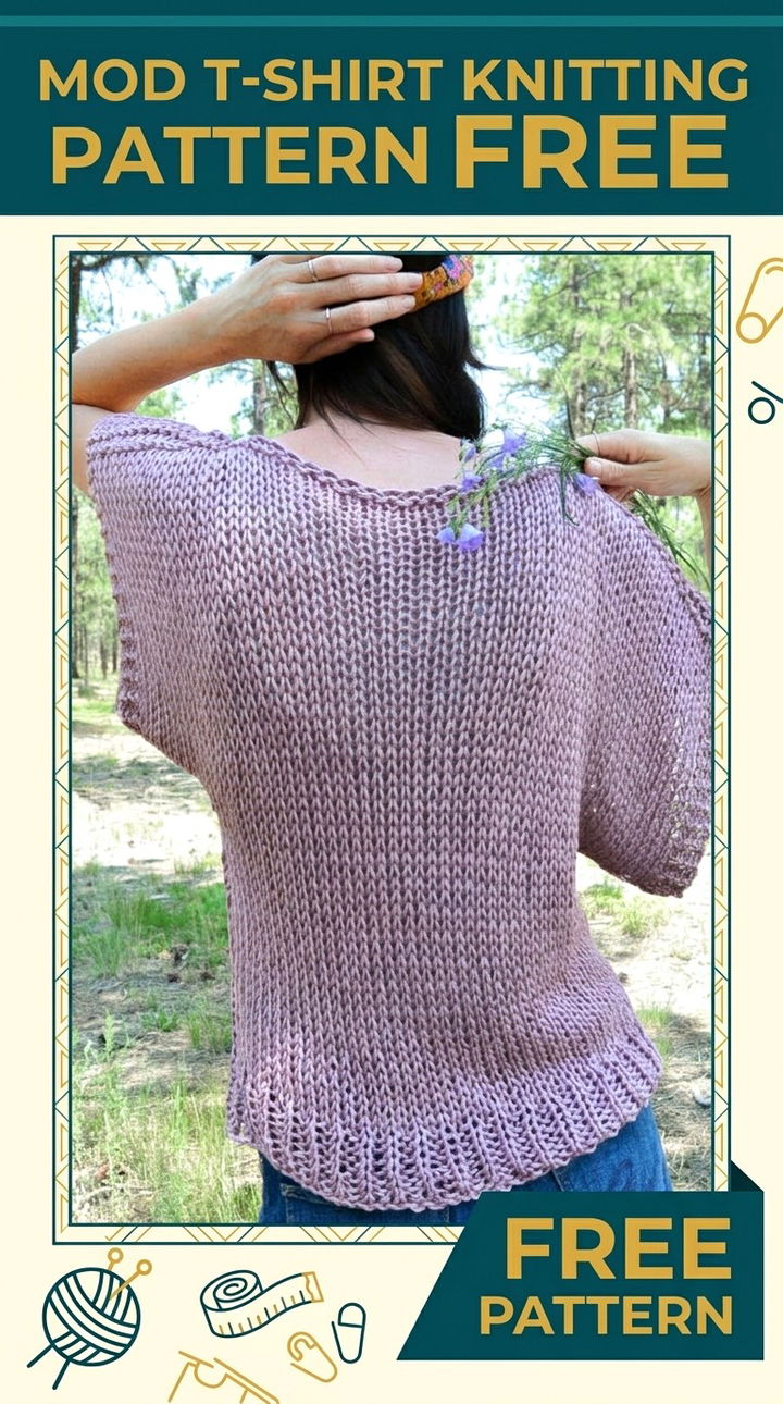 Mod T Shirt Knitting Pattern Vibrant Retro Chic Bohemian Top Accent