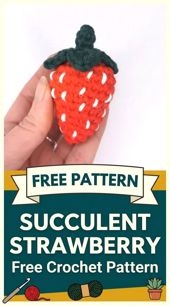 Succulent Strawberry Vibrant Retro Chic Crochet Plant Decor