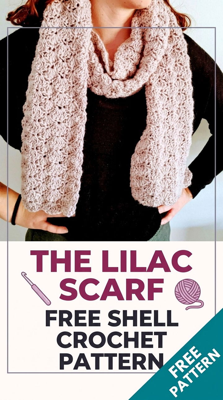The Lilac Scarf Vibrant Retro Chic Shell Crochet Accent