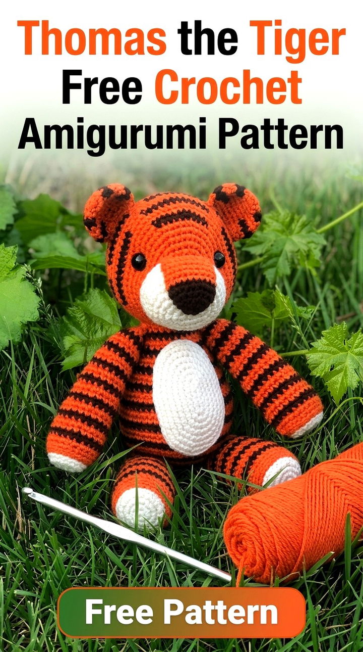 Thomas the Tiger Free Amigurumi Pattern Vibrant Retro Chic Bohemian Storage Accent