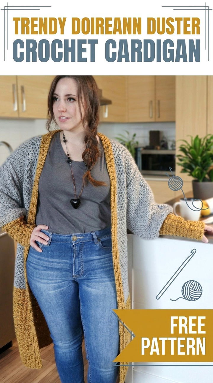 Trendy Doireann Duster Crochet Cardigan Free Pattern
