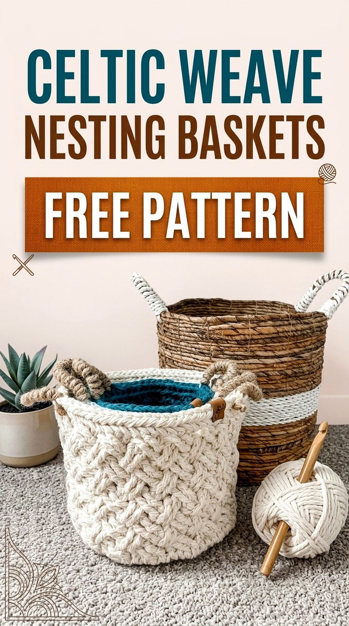 Celtic Weave Nesting Baskets Vibrant Retro Chic Textured Storage Solutions