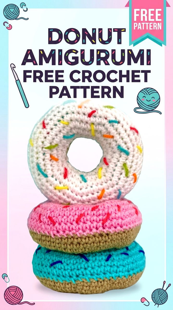 Donut Amigurumi Whimsical Retro Chic Play Food Crochet