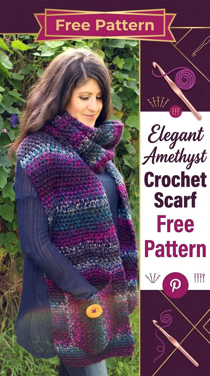 Elegant Amethyst Crochet Scarf Free Pattern