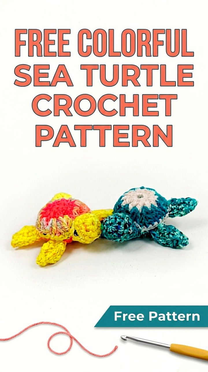 Free Colorful Sea Turtle Crochet Pattern Vibrant Retro Chic Bohemian Lifestyle Accent