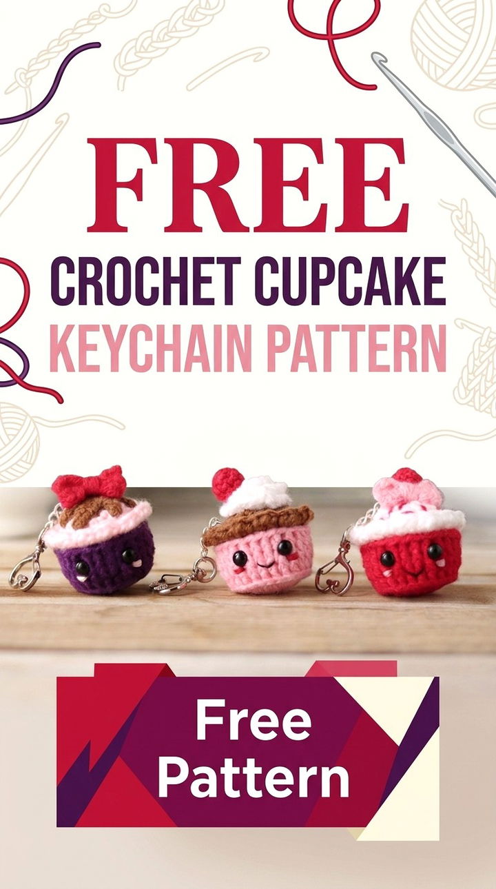 Free Crochet Cupcake Keychain Pattern Vibrant Retro Chic Bohemian Lifestyle Accent