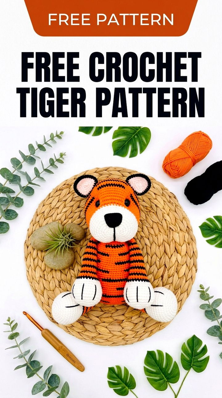 Free Crochet Tiger Pattern Vibrant Retro Chic Bohemian Lifestyle Accent