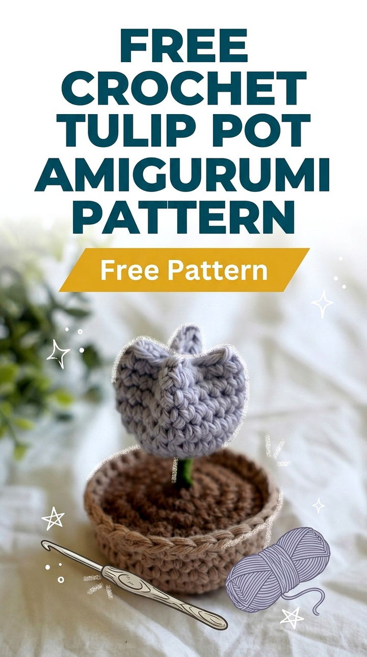 Free Crochet Tulip Pot Amigurumi Pattern Vibrant Retro Chic Bohemian Lifestyle Accent