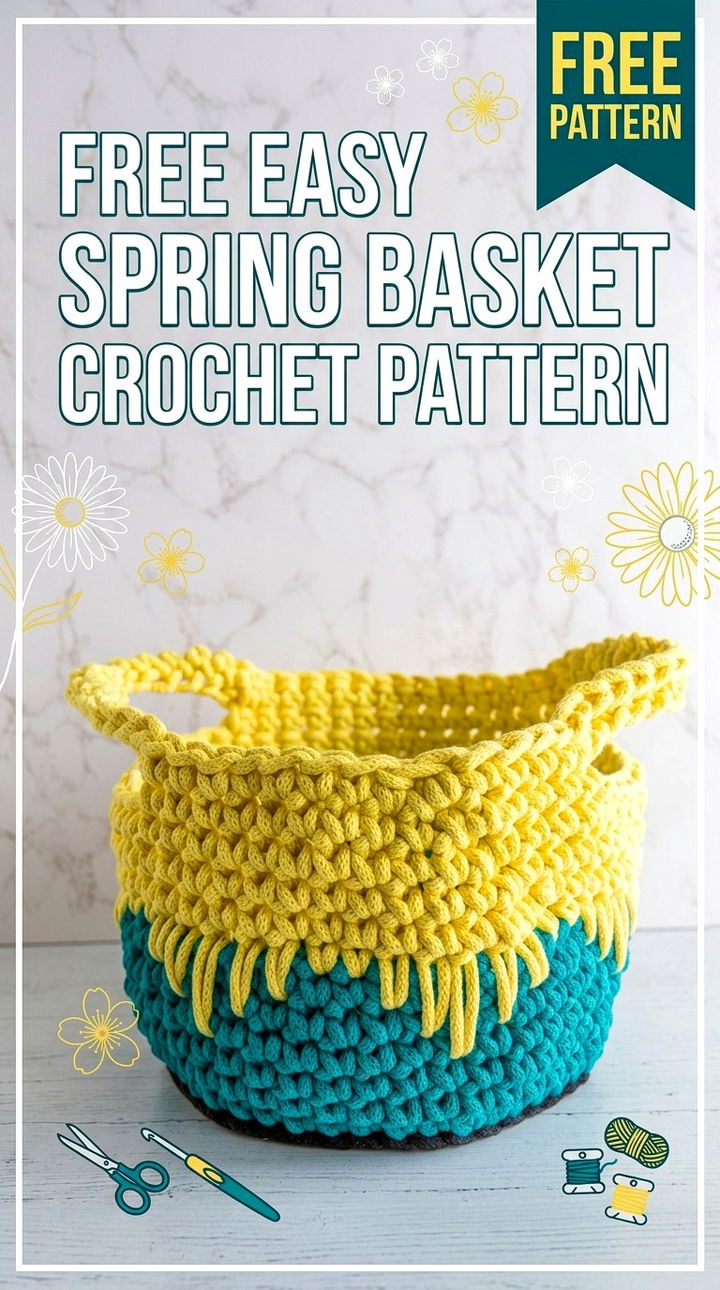 Free Easy Spring Basket Crochet Pattern Vibrant Retro Chic Nesting Basket