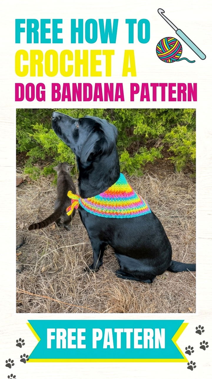 Free How to Crochet a Dog Bandana Pattern Modern Retro Boho Style