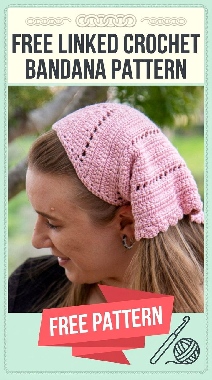 Free Linked Crochet Bandana Pattern Vibrant Retro Chic Textured Hair Accessory