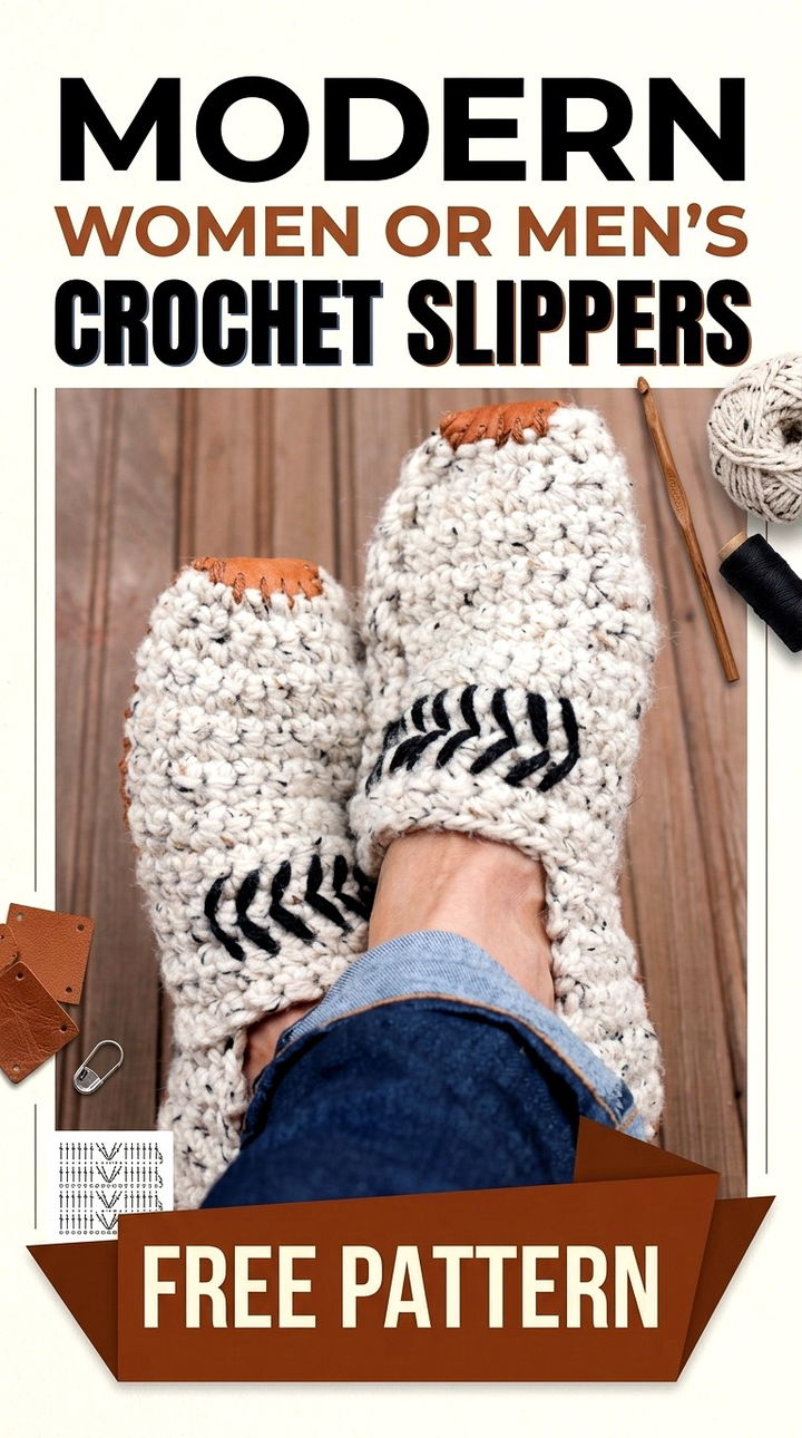 Modern Crochet Slippers for Men & Women Cozy Retro Chic Loungewear